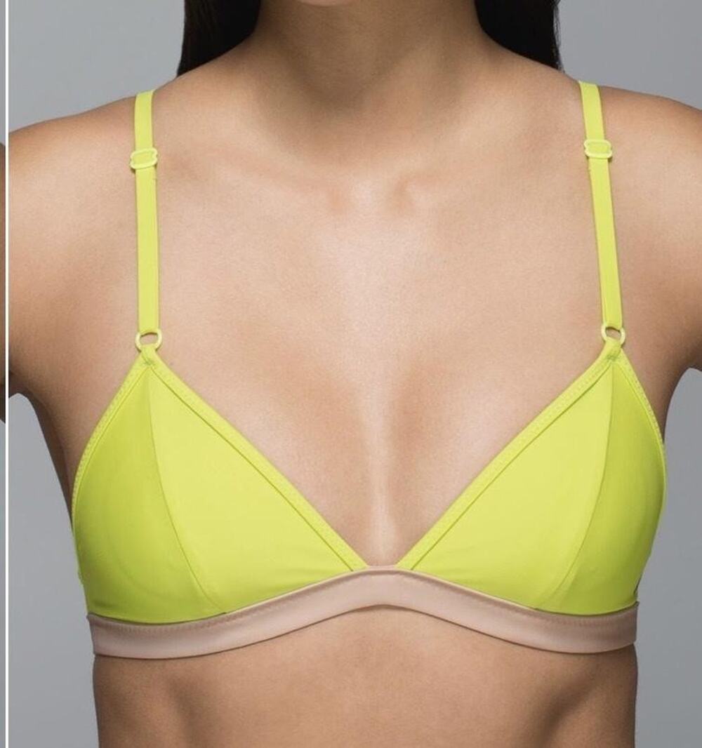 Lululemon Bikini Top Womens Small Yellow Triangle Crossback Adjustable Straps